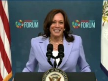 Vice President Kamala Harris delivers a virtual address to the Generation Equality Forum on June 30, 2021.